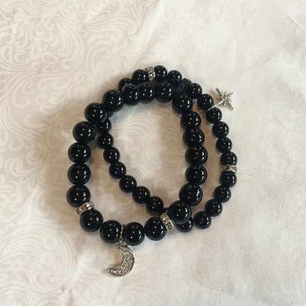 Double Black Bead Bracelet